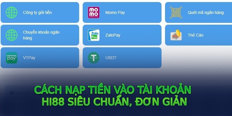 Nạp tiền thông qua tài khoản ngân hàng